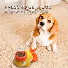 Juguete interactivo 2 en 1 para perros, dispensador automático de comida para mascotas, diseño de pato de dibujos animados, comida lenta, alimentador de aperitivos para mascotas para entrenamiento de perros